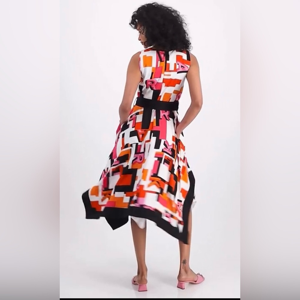 KARL LAGERFELD PARIS Logo-Print Belted Midi Dress - Picture 4 of 5